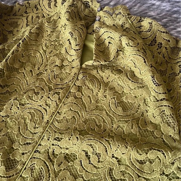 Zara Olive Green Lace Long Sleeve Dress - Picture 6 of 10